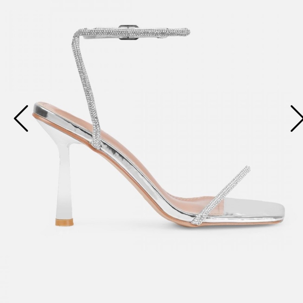 Silver square toe heels size US 8 - NWT - Never worn in box